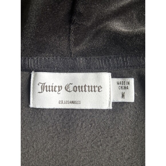 Juicy Couture Black Velour Cropped Tracksuit Jacket Zip Up Hoodie Size Medium - Picture 6 of 8